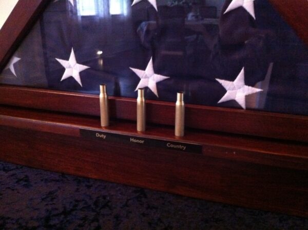 military flag display cases with shell casings