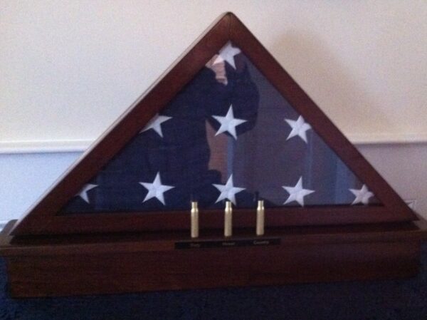 military flag display cases with shell casings